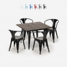 set bord 80x80cm 4 stolar industriell design Lix stil kök bar hustle black Rabatter