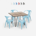 set industriell design bord 80x80cm 4 stolar stil kök bar reims Kampanj