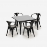 industriellt set svart köksbord i stål 80x80cm 4 Lix stolar century black Kostnad