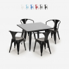 industriellt set svart köksbord i stål 80x80cm 4 Lix stolar century black Katalog