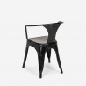industriellt set svart köksbord i stål 80x80cm 4 Lix stolar century black 