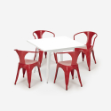 set 4 stolar industriellt vitt bord stål 80x80cm century white Kostnad