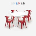set 4 stolar industriellt vitt bord stål 80x80cm century white Katalog