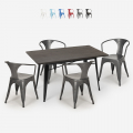 set industriell design rektangulärt bord 120x60cm 4 stolar Lix stil kök bar caster Kampanj