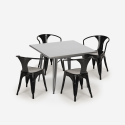 industriellt set köksbord i stål 80x80cm 4 Lix stolar century Kostnad