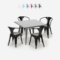 industriellt set köksbord i stål 80x80cm 4 Lix stolar century Katalog