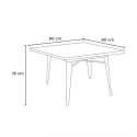 industriellt set köksbord i stål 80x80cm 4 stolar century 