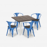 set bord 80x80cm 4 stolar stil industriell design kök bar hustle wood white Mått