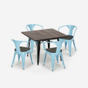 set bord 80x80cm 4 stolar stil industriell design kök bar hustle wood black Egenskaper
