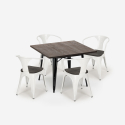 set bord 80x80cm 4 stolar stil industriell design kök bar hustle wood black Modell