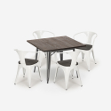 set bord 80x80cm 4 stolar Lix stil industriell design kök bar hustle wood Mått