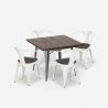 set bord 80x80cm 4 stolar stil industriell design kök bar hustle wood Mått