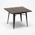 set bord 80x80cm 4 stolar Lix stil industriell design kök bar hustle wood black 