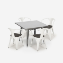 industriellt set köksbord i stål 80x80cm 4 Lix stolar century wood Mått