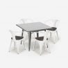 industriellt set köksbord i stål 80x80cm 4 Lix stolar century wood Mått