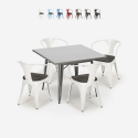industriellt set köksbord i stål 80x80cm 4 Lix stolar century wood Erbjudande
