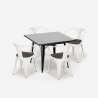 industriellt set svart bord 80x80cm 4 Lix stolar century wood black Mått