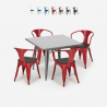 industriellt set köksbord i stål 80x80cm 4 stolar century wood Katalog