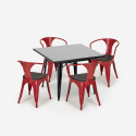 industriellt set svart bord 80x80cm 4 stolar century wood black 