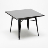industriellt set svart bord 80x80cm 4 stolar century wood black 