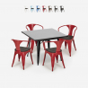 industriellt set svart bord 80x80cm 4 stolar century wood black Bestånd