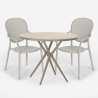 Set runt bord beige 80cm 2 stolar modern design utomhus Valet Val