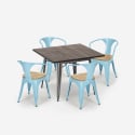set bord 80x80cm 4 stolar stil industriell design kök bar hustle top light Bestånd