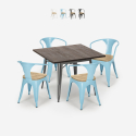 set bord 80x80cm 4 stolar Lix stil industriell design kök bar hustle top light Försäljning
