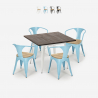 industriellt köksbord set 80x80cm 4 stolar i Lix stil i trä hustle white top light Försäljning
