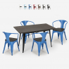 set 4 stolar rektangulärt träbord 120x60cm industriell matsal caster wood Erbjudande