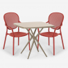 Set 2 stolar kvadratiskt beige bord 70x70cm inomhus utomhus design Lavett Val
