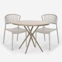 Set runt beige bord 80cm 2 stolar modern design Gianum Val