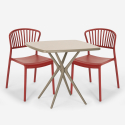 Set kvadratiskt beige bord 70x70cm 2 stolar inomhus utomhus design Magus Val