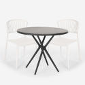 Set 2 stolar modern design runt svart bord 80cm Gianum Dark Modell
