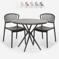 Set 2 stolar modern design runt svart bord 80cm Gianum Dark Kampanj