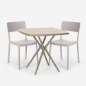 Set 2 stolar kvadratiskt beige bord 70x70cm polypropen design Regas Modell
