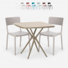 Set 2 stolar kvadratiskt beige bord 70x70cm polypropen design Regas Bestånd