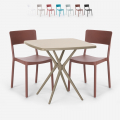 Set 2 stolar kvadratiskt beige bord 70x70cm polypropen design Regas Kampanj