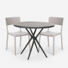 Set runt svart bord 80cm 2 stolar modern design Aminos Dark Modell