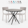 Set runt svart bord 80cm 2 stolar modern design Aminos Dark Bestånd