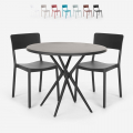 Set runt svart bord 80cm 2 stolar modern design Aminos Dark Kampanj
