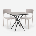 Set kvadratiskt svart bord 70x70cm 2 stolar utomhus design Regas Dark Erbjudande