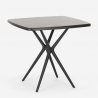 Set kvadratiskt svart bord 70x70cm 2 stolar utomhus design Regas Dark 