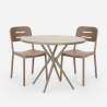 Set 2 stolar polypropen design runt beige bord 80cm Ipsum Erbjudande