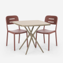 Set kvadratiskt beige bord polypropen 70x70cm 2 stolar design Larum Erbjudande
