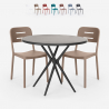 Set runt svart bord 80cm 2 stolar modern design Ipsum Dark Bestånd