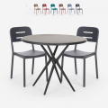 Set runt svart bord 80cm 2 stolar modern design Ipsum Dark Kampanj