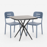 Set 2 stolar modern design kvadratiskt svart bord 70x70cm Larum Dark Erbjudande