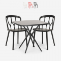 Set kvadratiskt svart bord 70x70cm 2 stolar utomhus design Saiku Dark Kampanj