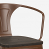 set industriellt högt bord 60x60cm 4 pallar trä metall bucket wood 
